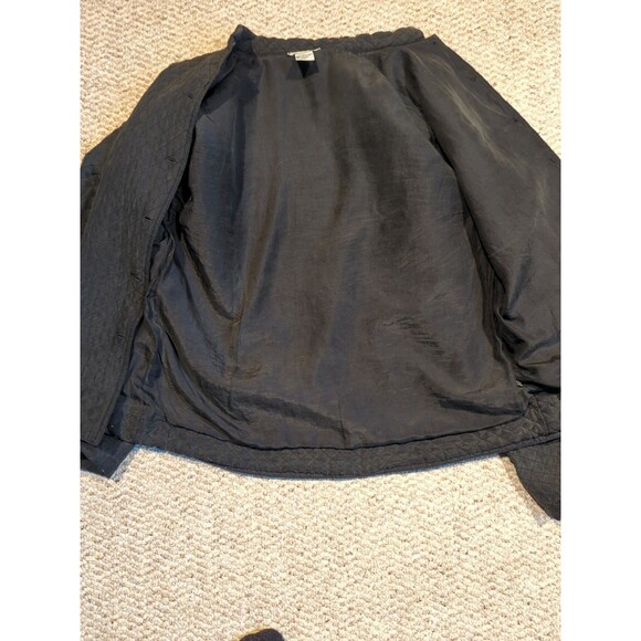 Vintage Laissez Faire Quilted Barn Chore Jacket Womens Small Black Silk Pockets - Picture 4 of 8